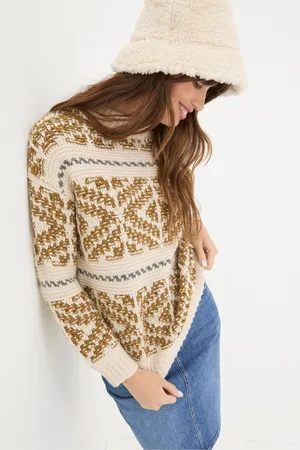 Fat Face Womens FatFace Ikat Cream Wild Frontiers Jumper