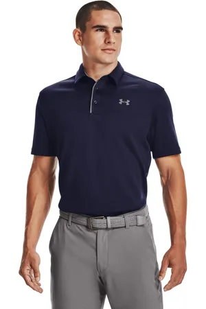 Under Armour Mens Navy/Grey Golf Tech Polo Shirt