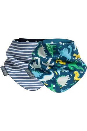 Cheeky Chompers Dino & Stripes Dribble 100% Cotton Baby Bibs 2 Pack One