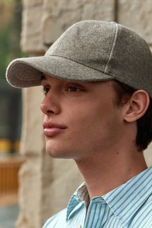 Next Mens Neutral Wool Blend Twill Cap