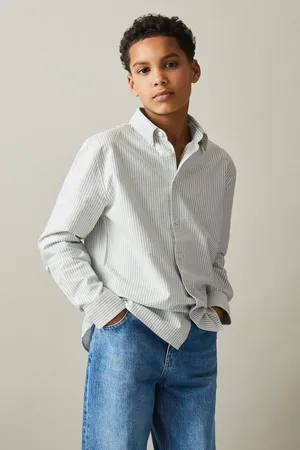 Reiss Boys /Offwhite Welby 9-13 yrs Cotton Striped Oxford Shirt