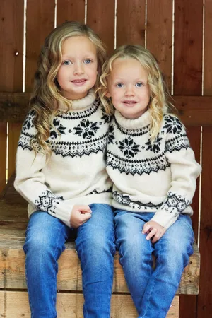 The Little Tailor Girls Kids Snowflake Funnel Neck Chunky Christmas Jumper
