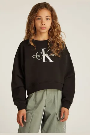 Calvin Klein Girls 100% Cotton Glitter Monologo Sweatshirt
