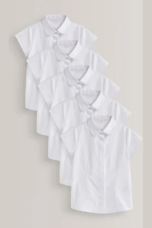 Next Girls 5 Pack Short Sleeve Fitted School Shirts (3-17yrs)
