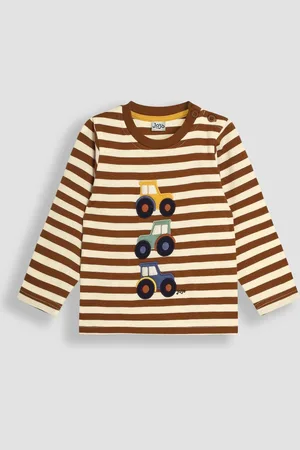 JoJo Maman Bébé Boys Toffee Stacked Tractor Appliqué Top
