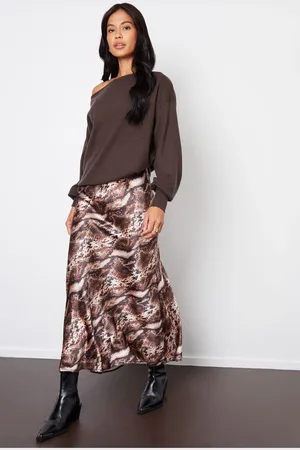 Threadbare Womens Dark Maxi Satin Slip Skirt