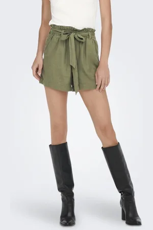 JDY Womens Linen Mix Tie Waist Shorts