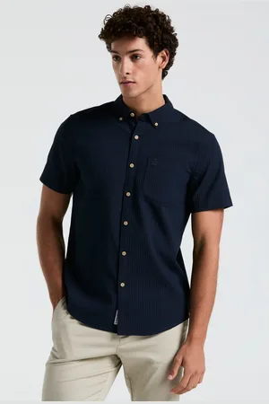 Original Penguin Textured Short Sleeve 100% Cotton White Shirt M