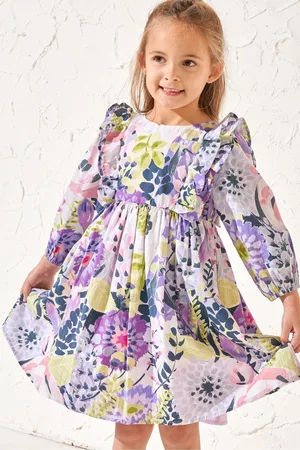 Angel & Rocket Girls 100% Cotton Ellie Ruffle Print Dress