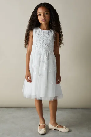 Reiss Girls Ivory Clementine 4-9 yrs Tulle Floral-Embroidered Bridesmaid Dress
