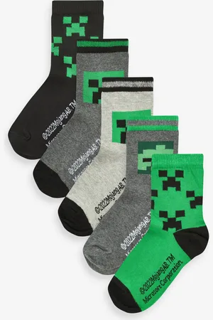Minecraft Boys Creeper License Character 5 Pack Cotton Rich Socks