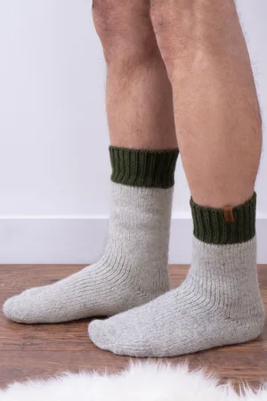Totes Mens Mens Chunky Thermal Wool Blend Slipper Socks
