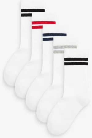 Next Boys /Blue/Red Cushioned Footbed Cotton Rich Ribbed Socks 5 Pack