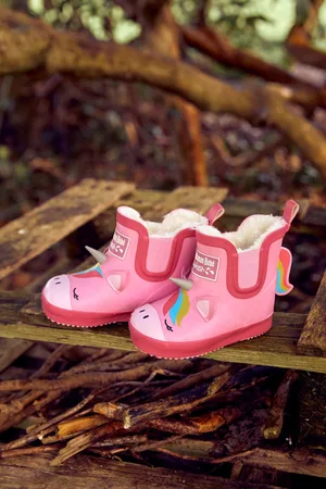 JoJo Maman Bébé Girls Cosy Lined Unicorn Ankle Wellies