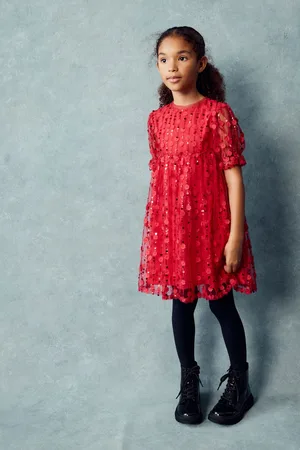 Next Girls Sequin Mesh Flower Party Dress (3-16yrs)