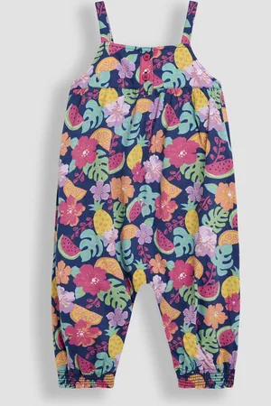 JoJo Maman Bébé Blue Fruit Floral Button Front Jumpsuit 6