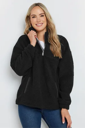 Long Tall Sally Womens Teddy Fleece Quarter Zip Jacket