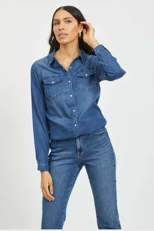 VILA Pocket Detail Lightweight Denim Shirt AU 10