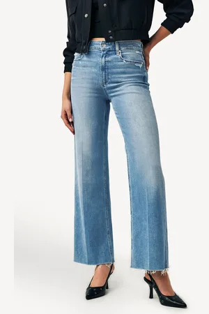 Paige Womens Anessa Raw Hem Wide Leg Jeans