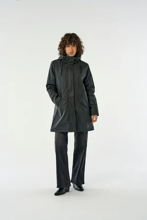 ONLY Womens Drawstring Hood Lined Raincoat
