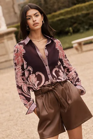 Lipsy London Womens Chiffon Long Sleeve Button Through Blouse