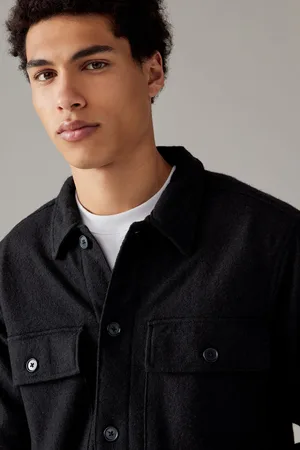 Next Mens Textured Bouclé Shacket With Wool