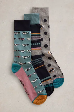 White Stuff Mens Fishing Ankle Socks 3 Pack