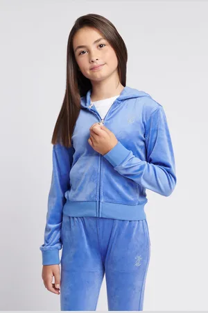 Juicy Couture Girls Black Chrome Diamanté Zip Through Hoodie