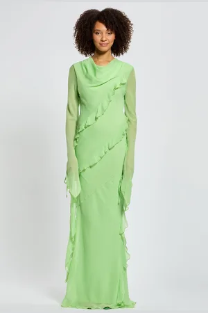 DASKA Circe Maxi Dress With Long Sleeves And Ruffle Details XS