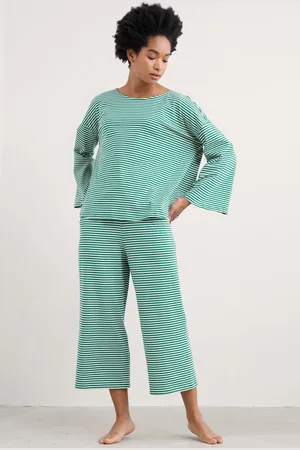 Seasalt Cornwall Green Tree Shadow Jersey Pyjamas AU 18