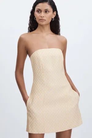 Anna Quan Strapless Chevron-Weave Mini Dress AU 8