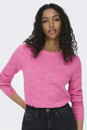 ONLY Womens Pointelle Knitted Round Neck Jumper