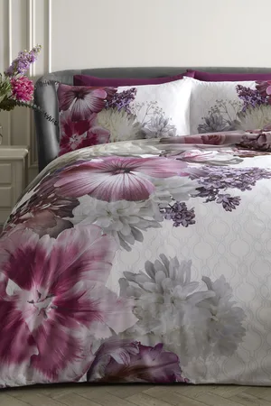 Laurence Llewelyn-Bowen Pink Lady Large Mayfair Floral 100% Cotton Duvet Cover and Pillowcase Set Super King
