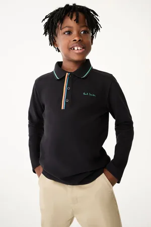 Paul Smith Boys Boys Long Sleeve Signature 100% Cotton Polo Shirt