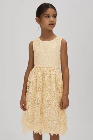 Reiss Girls Lemon Daia 9-13 yrs Fit-and-Flare Lace Dress