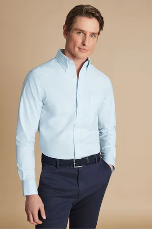 Charles Tyrwhitt Slim Fit Plain Button Down Non Iron Stretch Oxford Shirt S