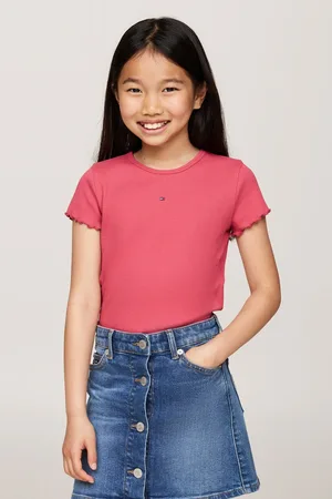 Tommy Hilfiger Girls Blue Essential Rib Short Sleeved Top