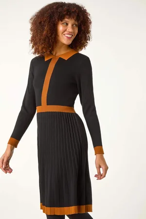 Roman Contrast Collar Knitted Dress AU 16