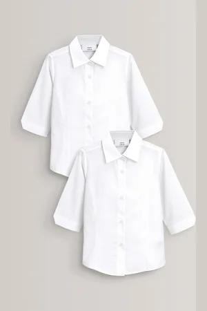 Next Girls Slim Fit 2 Pack Three Quarter Sleeve School Blouses (3-17yrs)