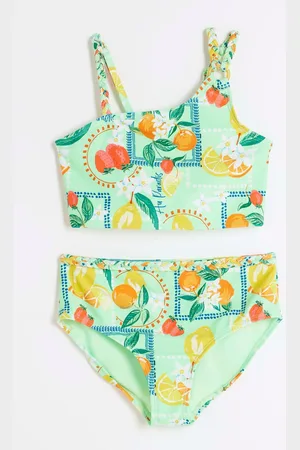 River Island Green Girls Asymmetric Lemon Bikini 9