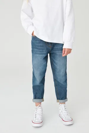 Next Girls Mid Denim 100% Cotton Mom Jeans (3-16yrs)