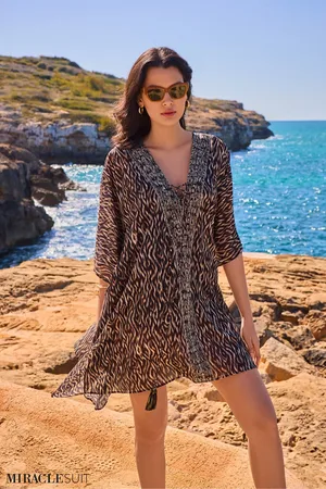Miraclesuit Black Kaftan in Topkapi Ikat Print One
