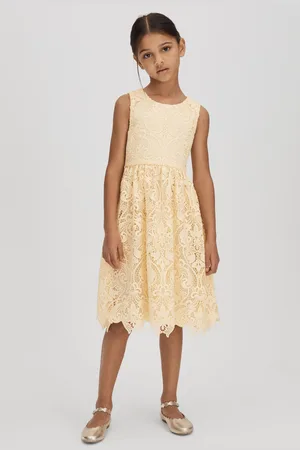 Reiss Girls Lemon Daia 4-9 yrs Fit-and-Flare Lace Dress