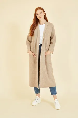 Yumi Womens Knitted Maxi Cardigan with Pockets