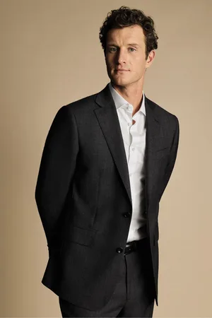 Charles Tyrwhitt Mens Slim Fit Stretch Birdseye Suit: Jacket