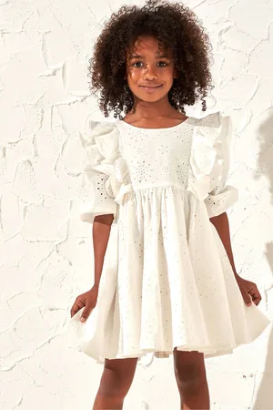Angel & Rocket Girls 100% Cotton Broderie Alessandra Ruffle Dress