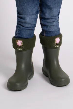 Totes Girls Green Childrens Peppa Pig Welly Liner Socks
