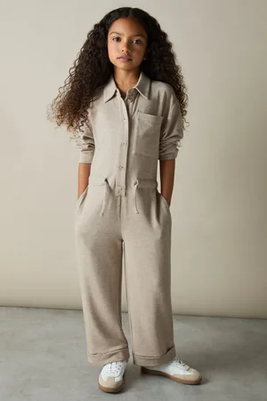 Reiss Oatmeal Rita 4-9 yrs Jersey Mélange Drawstring Boilersuit 8