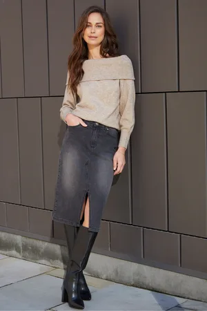 Threadbare Womens Denim Midi Skirt