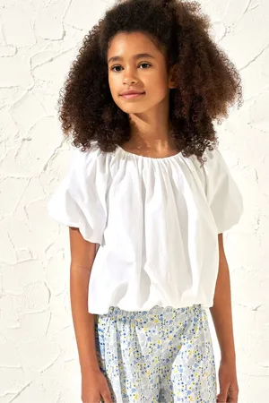 Angel & Rocket Girls Puff Sleeve Michela Woven 100% Cotton Top